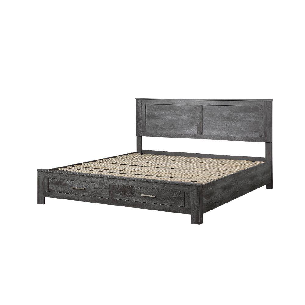 

    
Contemporary Rustic Gray Oak Eastern King Bed w/ Storage by Acme Vidalia 27327EK
