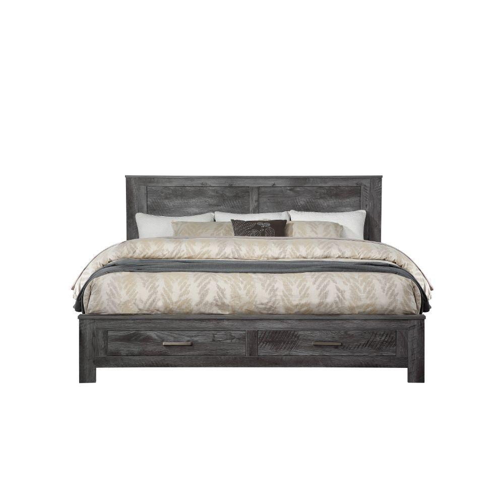 

    
Contemporary Rustic Gray Oak Queen Bed 6PCS Set w/ Storage by Acme Vidalia 27330Q-S-6pcs
