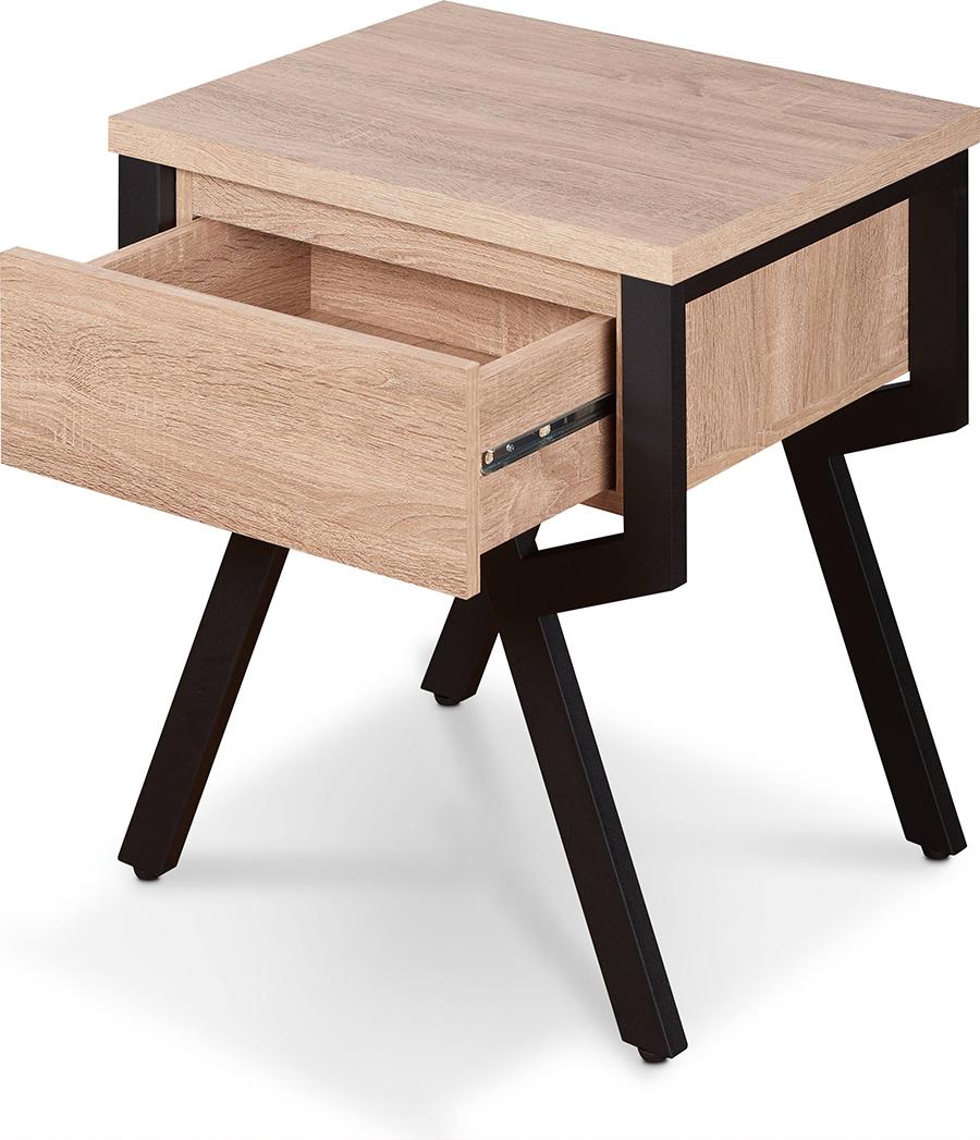 

    
Contemporary Rustic Natural & Black End Table by Acme Kalina 80587
