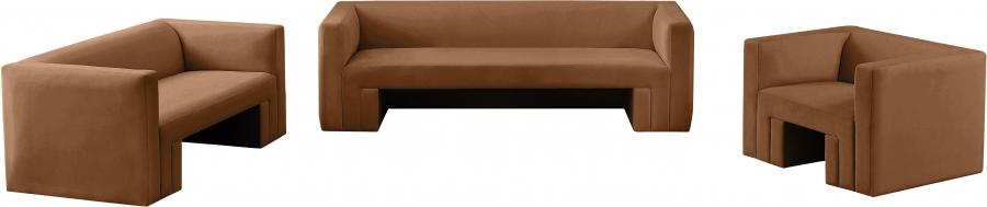

    
Contemporary Saddle Solid Wood Living Room Set 3PCS Meridian Furniture Henson 665Saddle-S-3PCS
