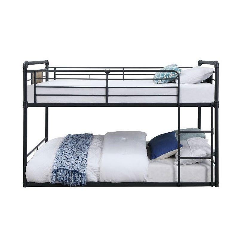 

    
Contemporary Sandy Black, Dark Bronze Hand-Brushed Twin/Twin Bunk Bed by Acme Cordelia 38285
