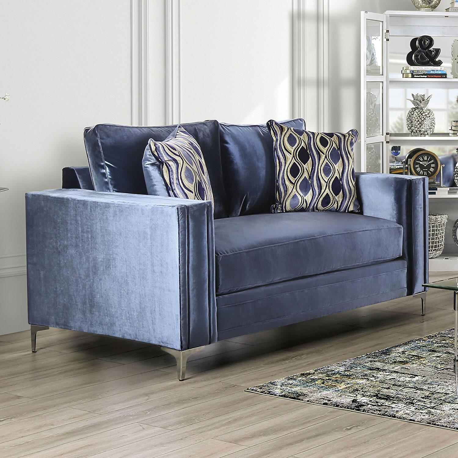 

    
Furniture of America SM2687-2PC Jodie Sofa and Loveseat Set Silver/Blue SM2687-2PC
