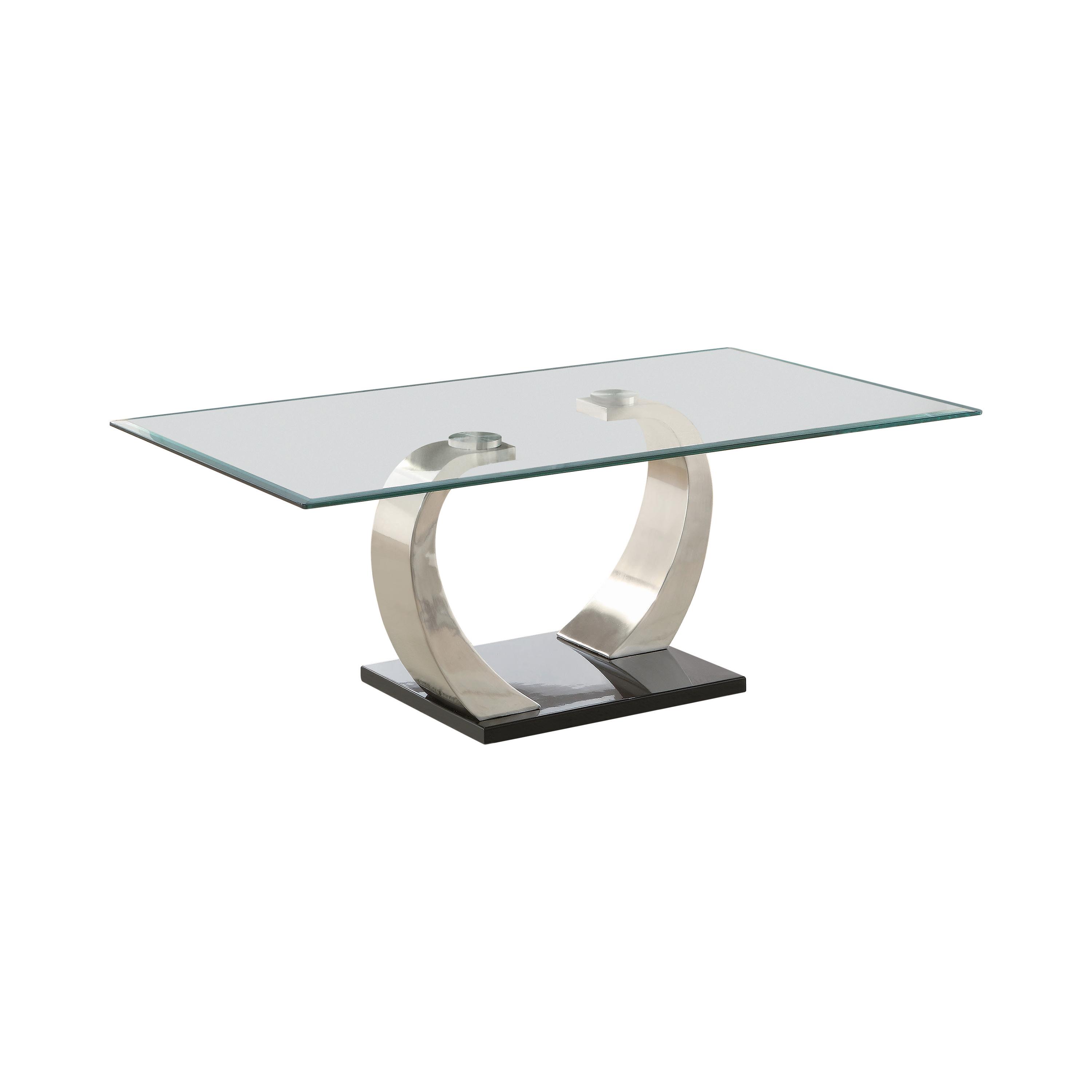 

    
Contemporary Satin Metal & Glass Top Coffee Table Coaster 701238
