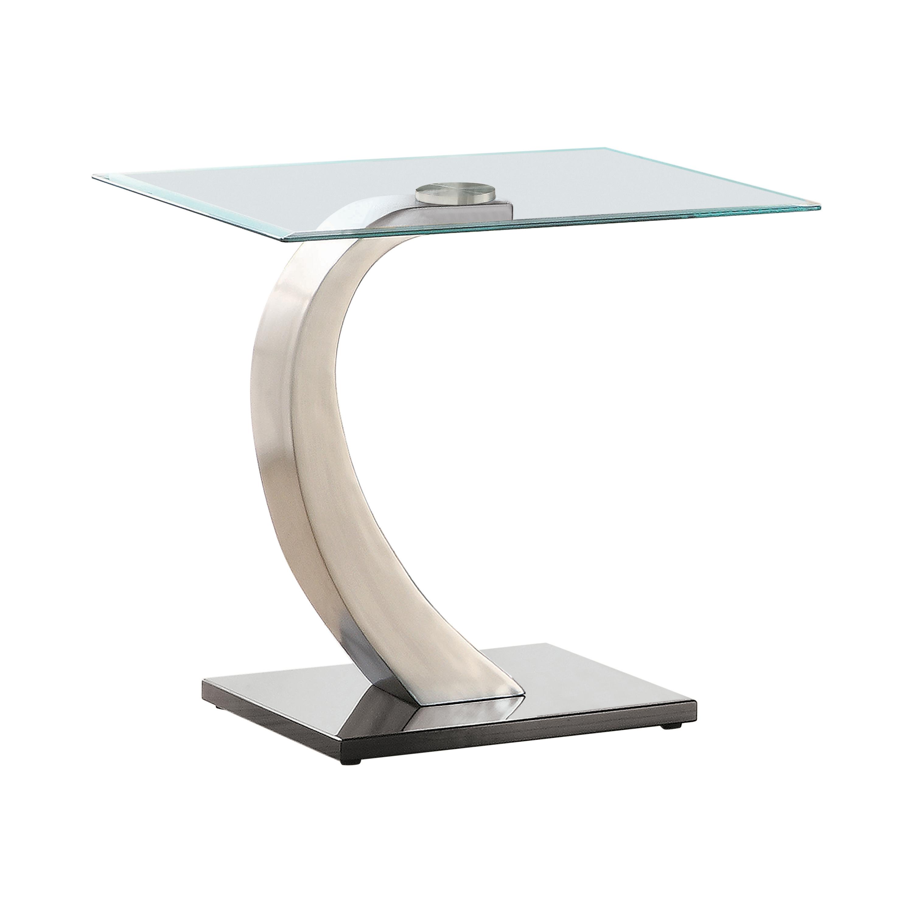 

    
Contemporary Satin Metal & Glass Top End Table Coaster 701237
