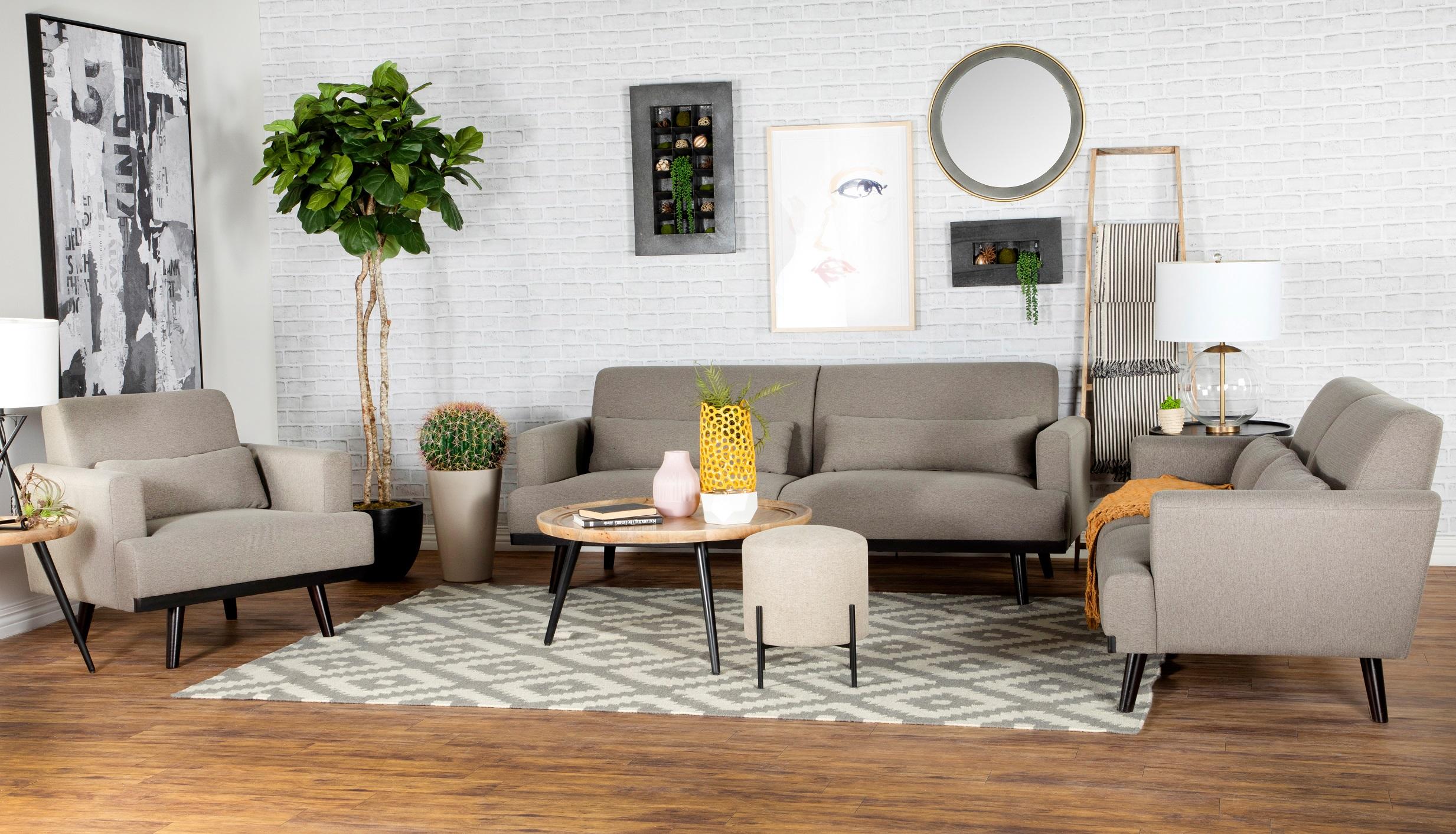 

    
Contemporary Sharkskin Linen-like Living Room Set 2pcs Coaster 511121-S2 Blake
