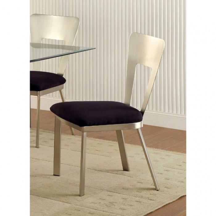 Contemporary Dining Chair Set CM3728SC-2PK Nova CM3728SC-2PK in Silver Microfiber