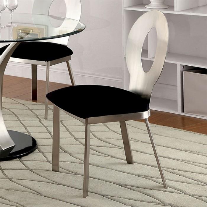 Contemporary Dining Chair Set CM3727SC-2PK Valo CM3727SC-2PK in Silver Microfiber