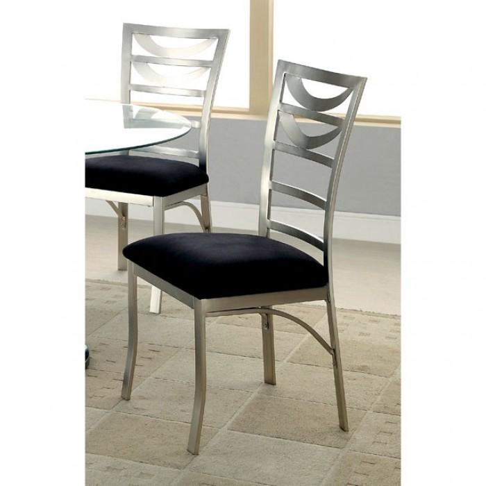 Contemporary Dining Chair Set CM3729SC-2PK Roxo CM3729SC-2PK in Silver Microfiber