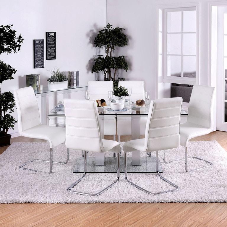 

    
Contemporary Silver & Chrome Glass Dining Rooms Set 7pcs Furniture of America Richfield
