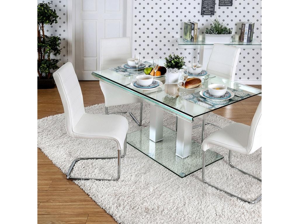

    
Contemporary Silver & Chrome Glass Dining Table Furniture of America CM3362T Richfield
