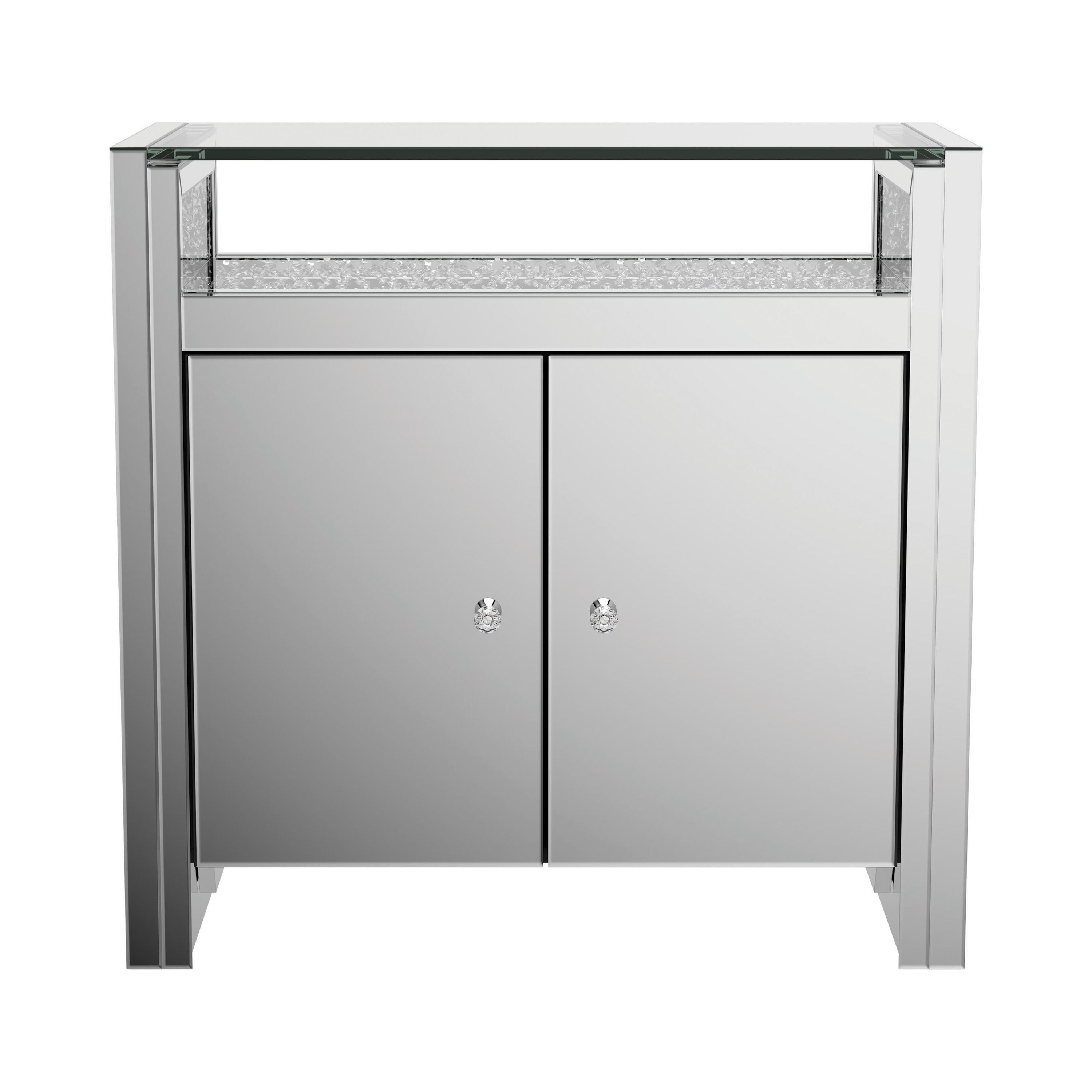 Contemporary Accent Cabinet 951770 951770 in Clear, Silver 