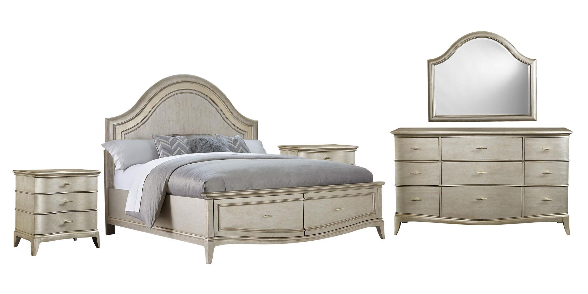 

    
 Photo  Contemporary Silver Finish  Wood Queen Storage Bedroom Set 3Pcs Starlite A.R.T.

