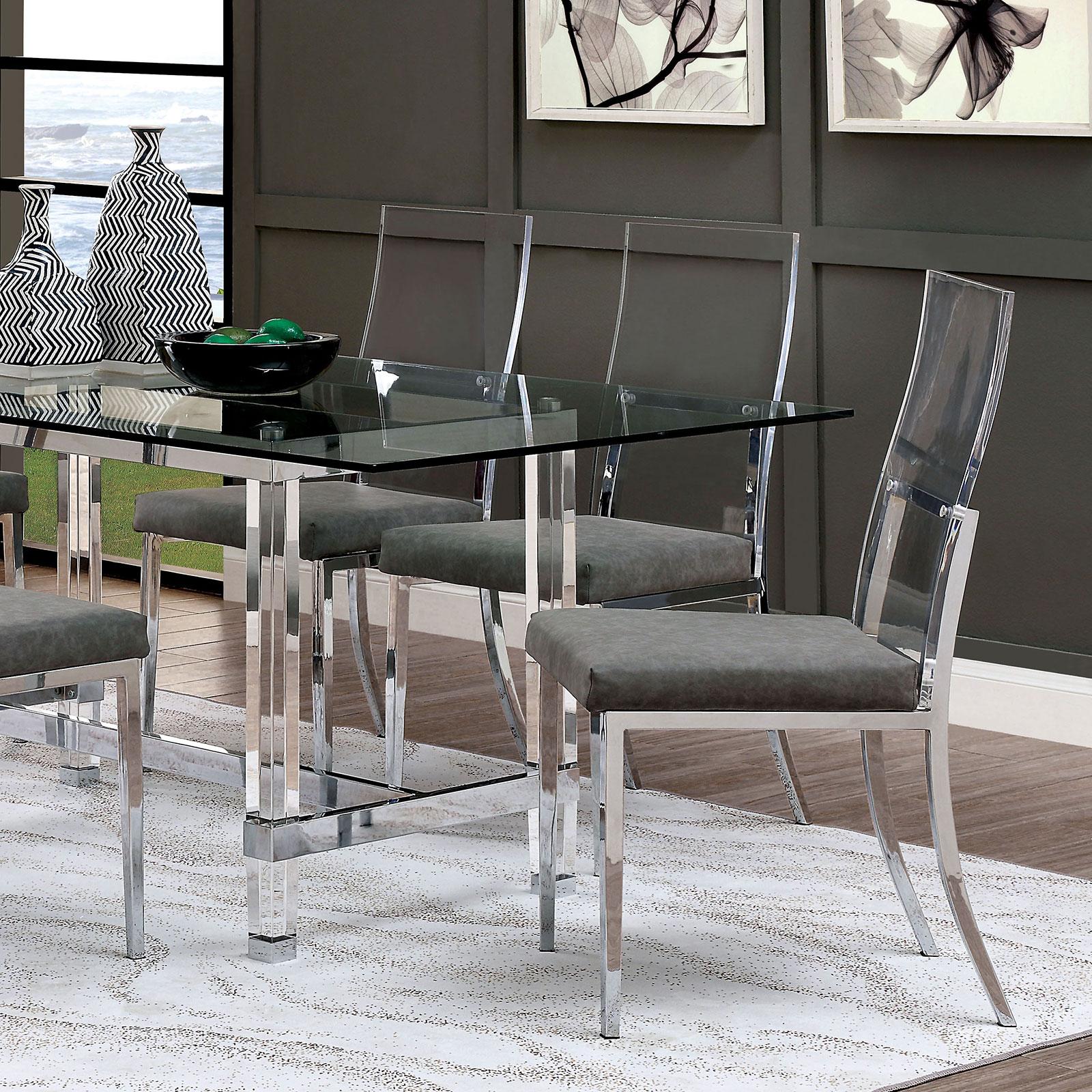 

    
Clear 12mm Tempered Glass Dining Table CASPER CM3654T FOA Contemporary
