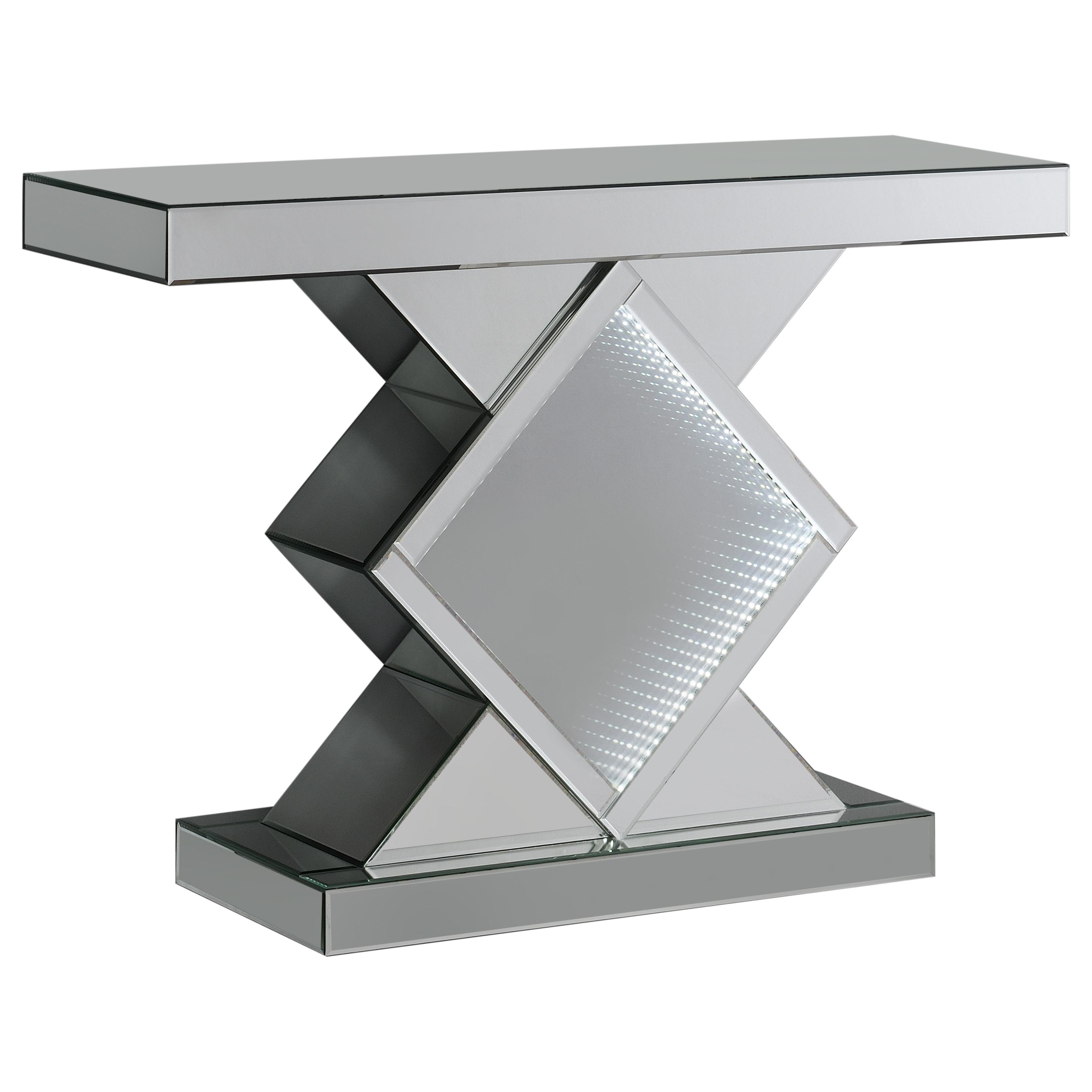 

    
Contemporary Silver & Mirror Console Table Coaster 953333
