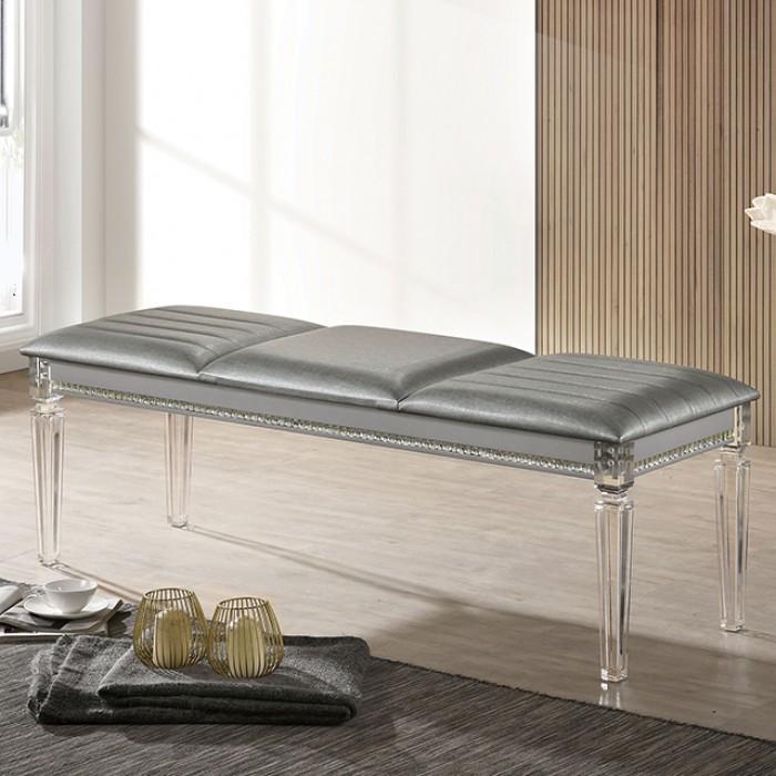 

    
Contemporary Silver Solid Wood Bench Furniture of America Maddie CM7899SV-BN
