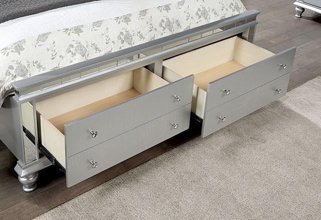 

                    
Furniture of America CM7992-CK Bellinzona Storage Bed Silver Leatherette Purchase 

