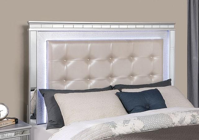 

                    
Furniture of America CM7992-CK-3PC Bellinzona Storage Bedroom Set Silver Leatherette Purchase 
