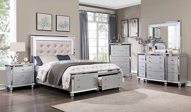 

    
Contemporary Silver Solid Wood CAL Bedroom Set 6pcs Furniture of America CM7992 Bellinzona
