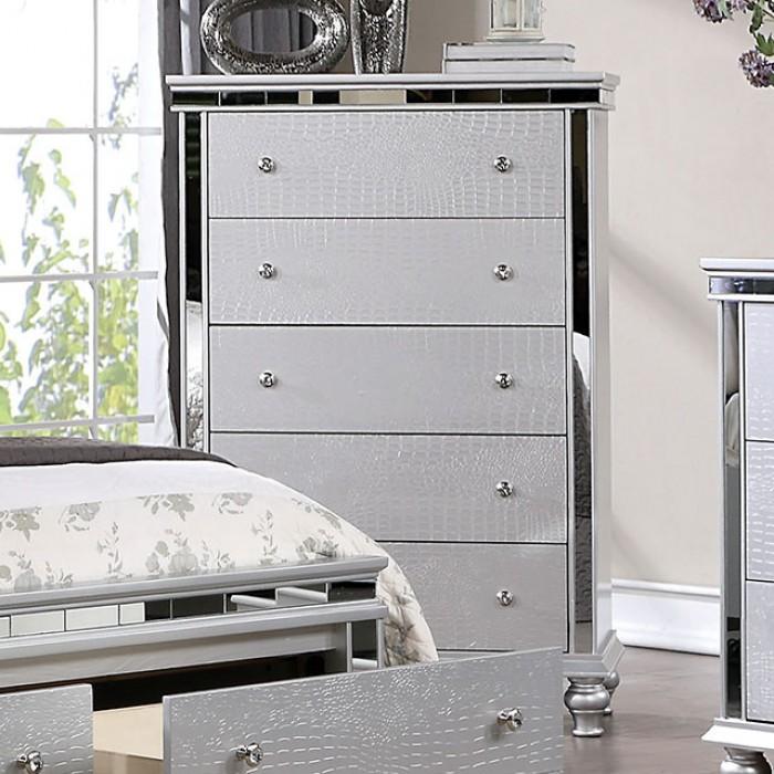 

                    
Furniture of America CM7992-CK-6PC Bellinzona Bedroom Set Silver Leatherette Purchase 
