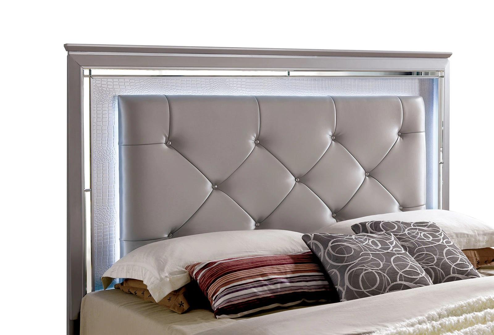 

    
Contemporary Silver Solid Wood Queen Bed Furniture of America CM7979SV-Q Bellanova
