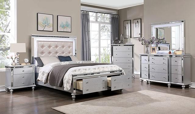 

    
Contemporary Silver Solid Wood Queen Bedroom Set 6pcs Furniture of America CM7992 Bellinzona
