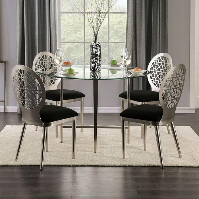 Contemporary Dining Table FOA3743T Abner FOA3743T in Silver 