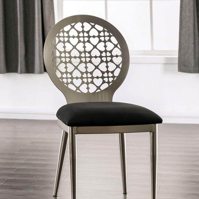 Contemporary Dining Chair Set FOA3743SC Abner FOA3743SC in Silver Fabric