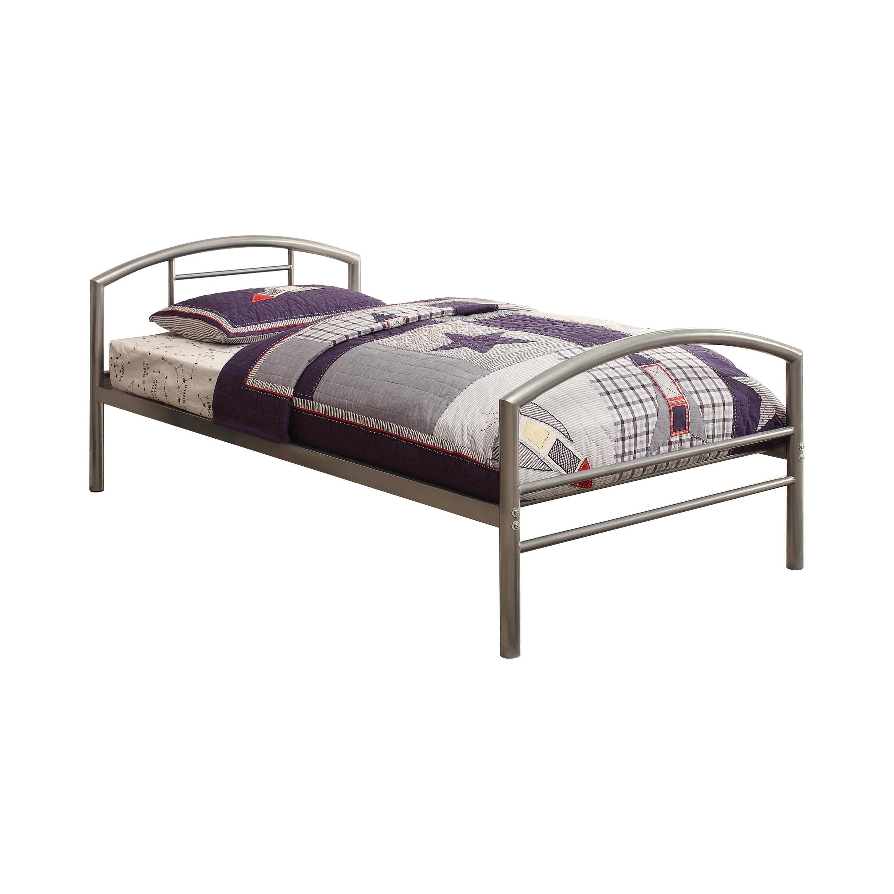 

    
Contemporary Silver Steel Twin Bed Coaster 400159T Baines
