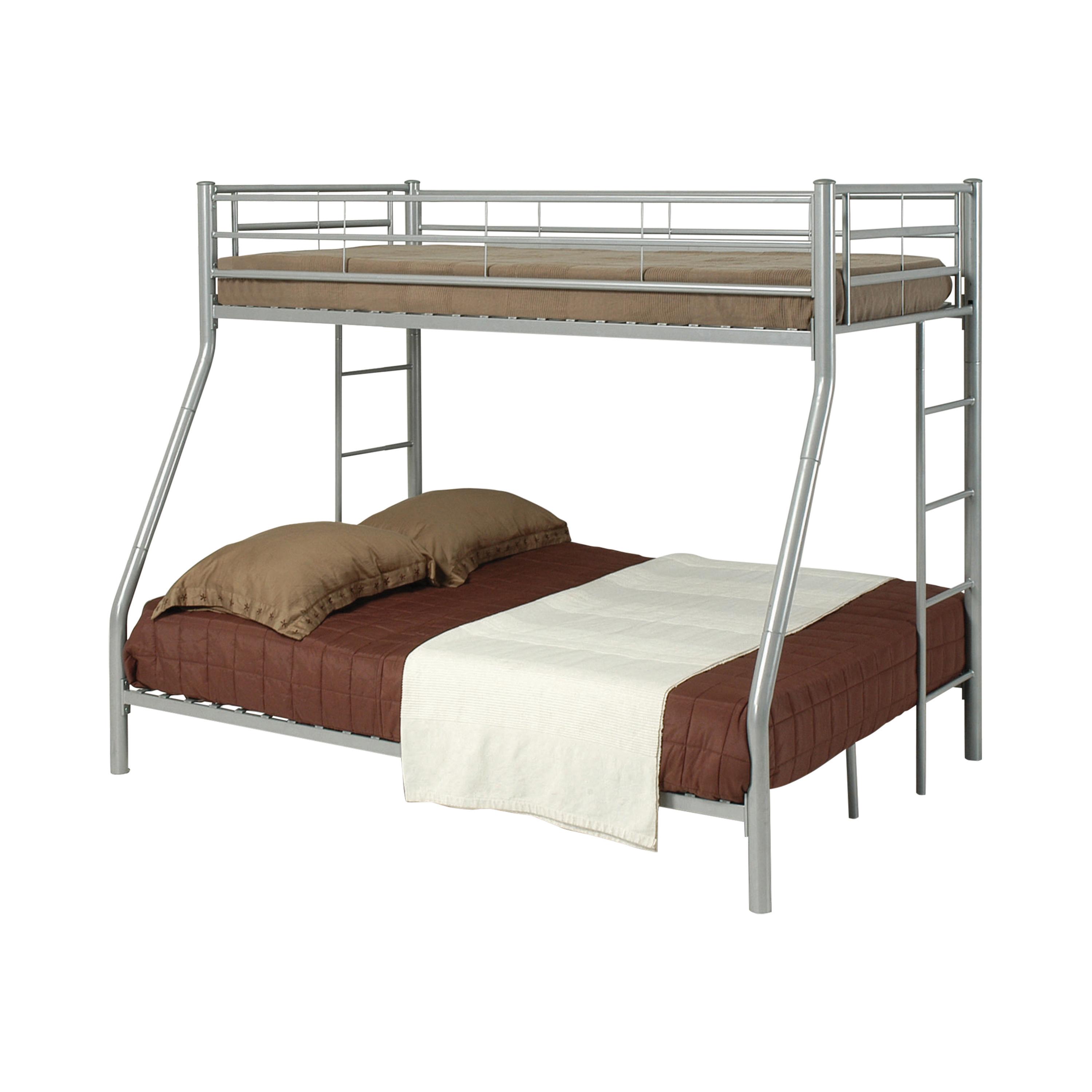 

    
Contemporary Silver Steel Twin/Full Bunk Bed Coaster 460062 Hayward
