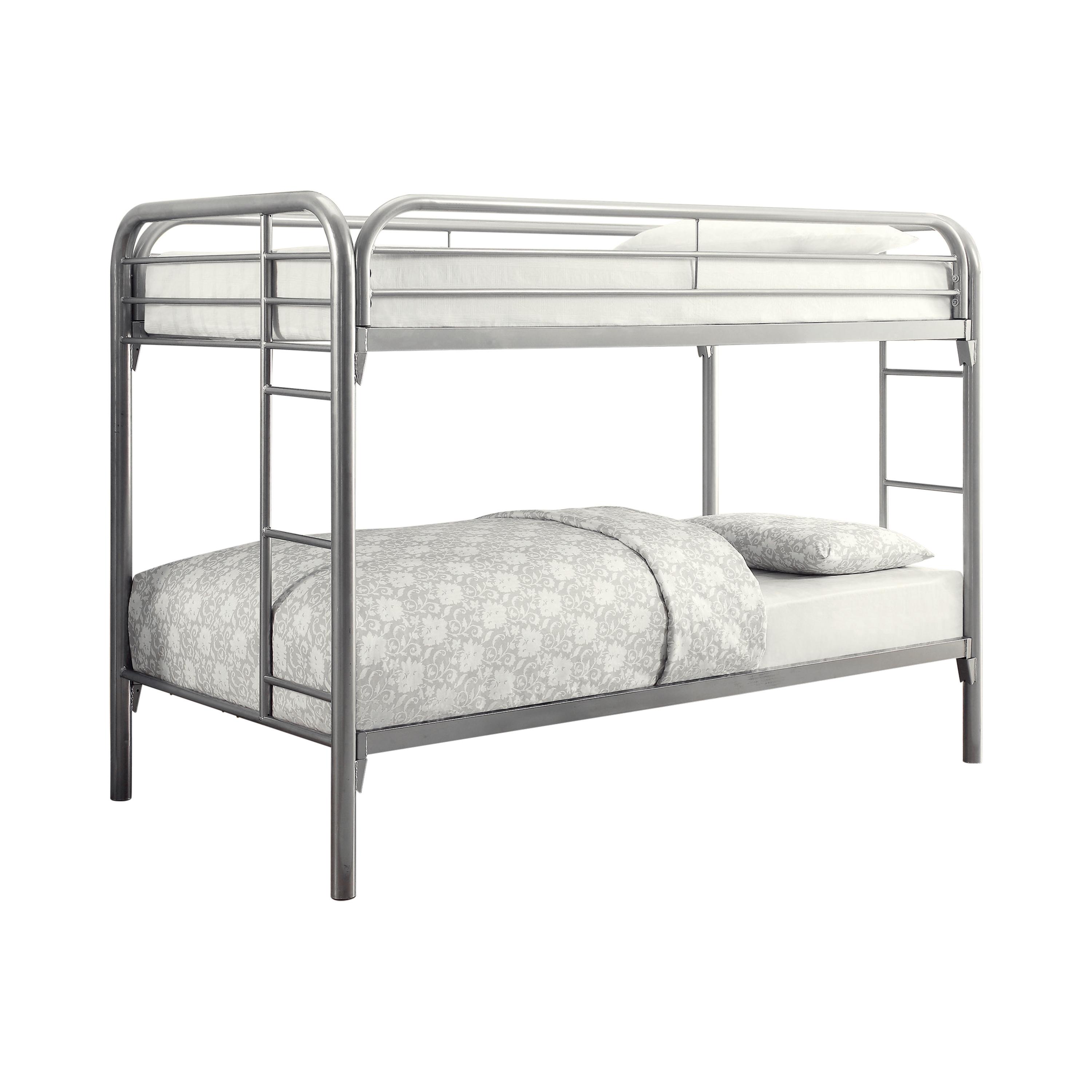 

    
Contemporary Silver Steel Twin/Twin Bunk Bed Coaster 2256V Morgan
