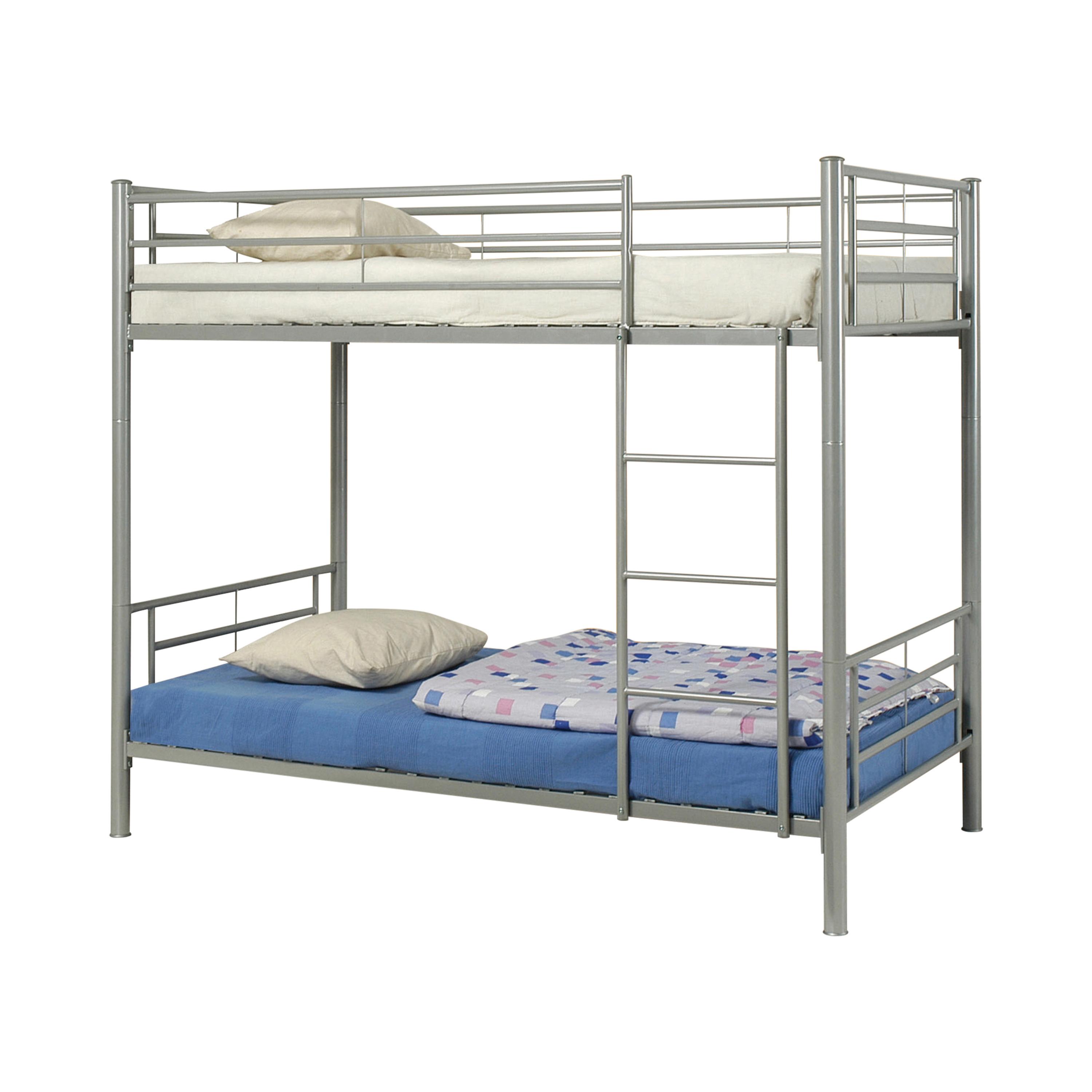 

    
Contemporary Silver Steel Twin/Twin Bunk Bed Coaster 460072 Hayward
