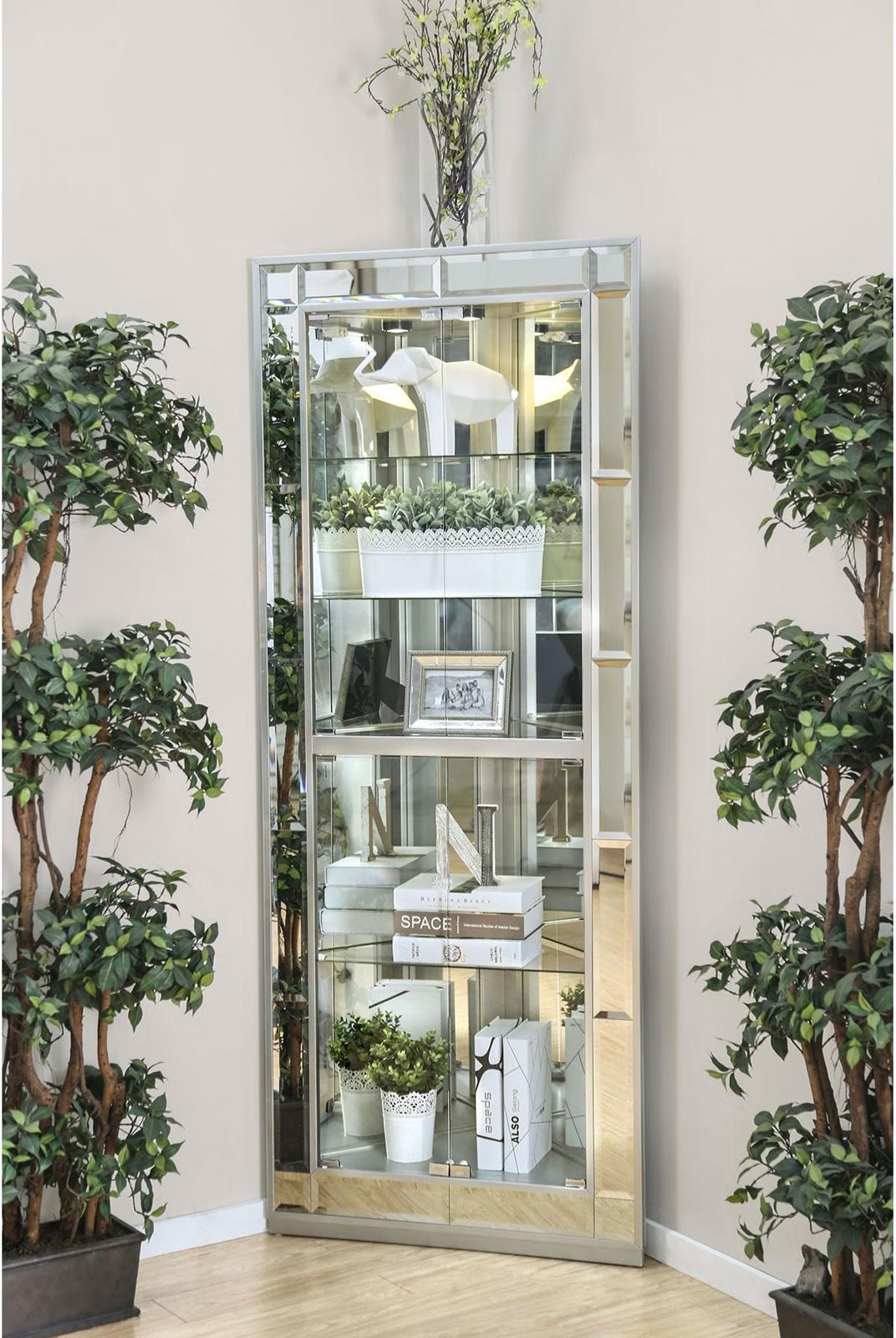 

    
Contemporary Silver Tempered Glass Curio Furniture of America CM-CR151 Chouteau
