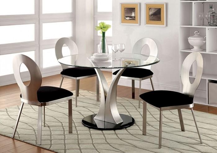 

    
Contemporary Silver Tempered Glass Dining Table Furniture of America CM3727T Valo
