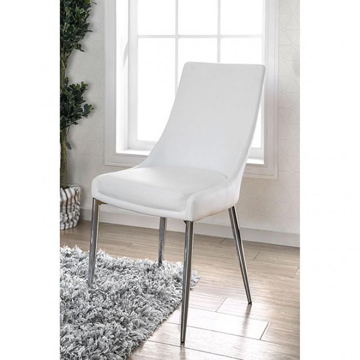 

    
Contemporary Silver & White Side Chairs Set 2pcs Furniture of America CM3384WH-SC-2PK Izzy
