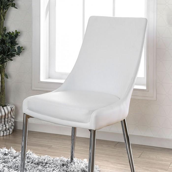 

    
Contemporary Silver & White Side Chairs Set 2pcs Furniture of America CM3384WH-SC-2PK Izzy
