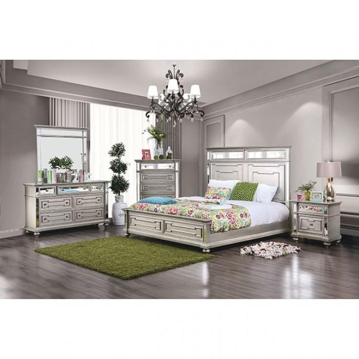 

    
Contemporary Silver Wood King Platform Bedroom Set 5PCS Furniture of America Salamanca CM7673-EKD-5PCS
