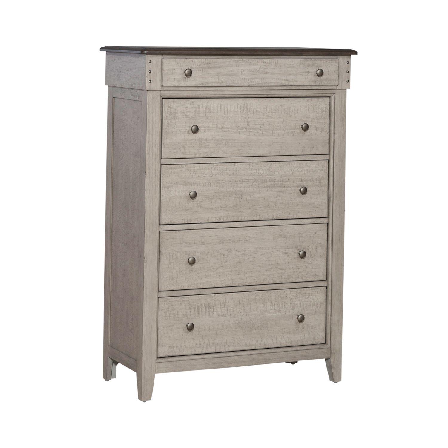 

    
Contemporary Taupe 5 Drawer Chest Ivy Hollow (457-BR) Liberty Furniture
