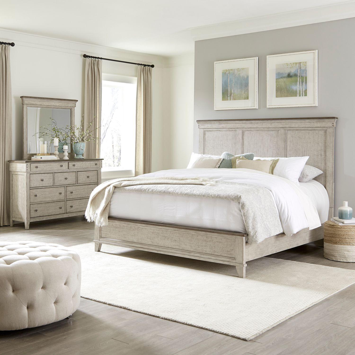 Contemporary, Cottage Panel Bedroom Set Ivy Hollow (457-BR) 457-BR-KPBDM in Taupe 