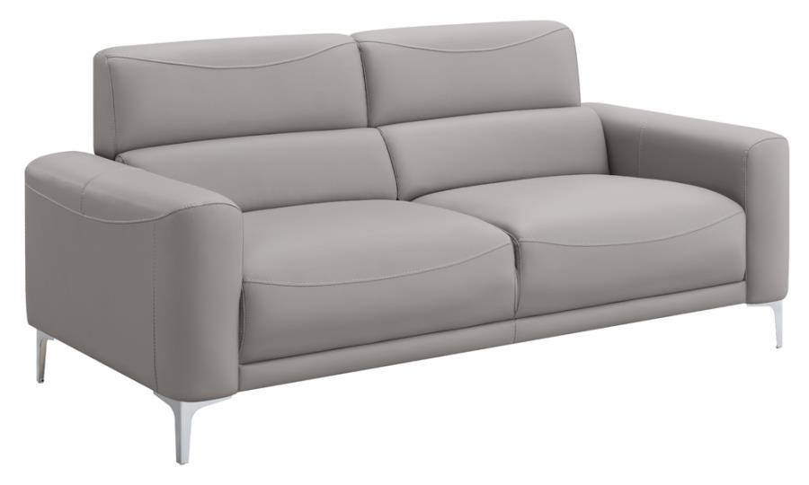 

    
Contemporary Taupe Leatherette Sofa Coaster 509731 Glenmark
