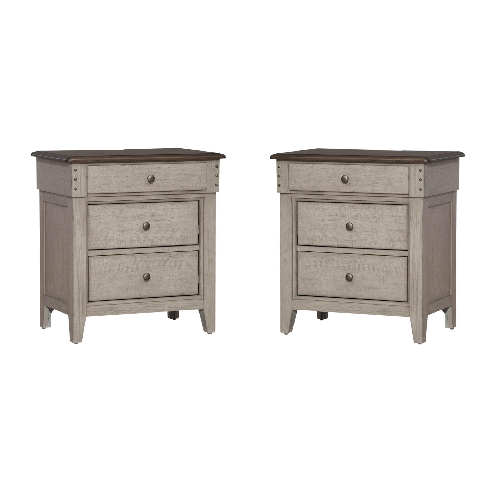 Contemporary, Cottage Nightstand Set Ivy Hollow (457-BR) 457-BR61-Set-2 in Taupe 