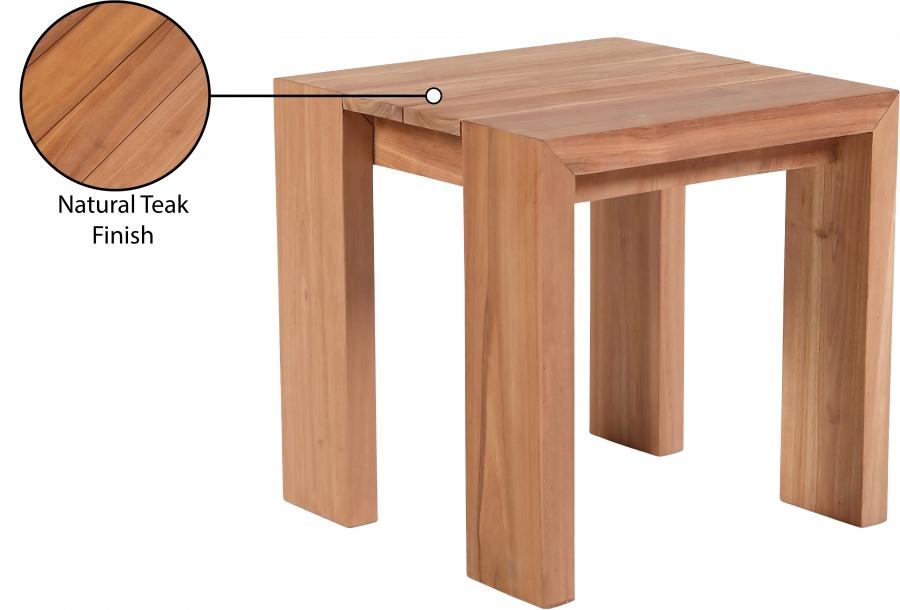 

                    
Buy Contemporary Teak Wood Patio End Table Meridian Furniture Tulum 353-ET
