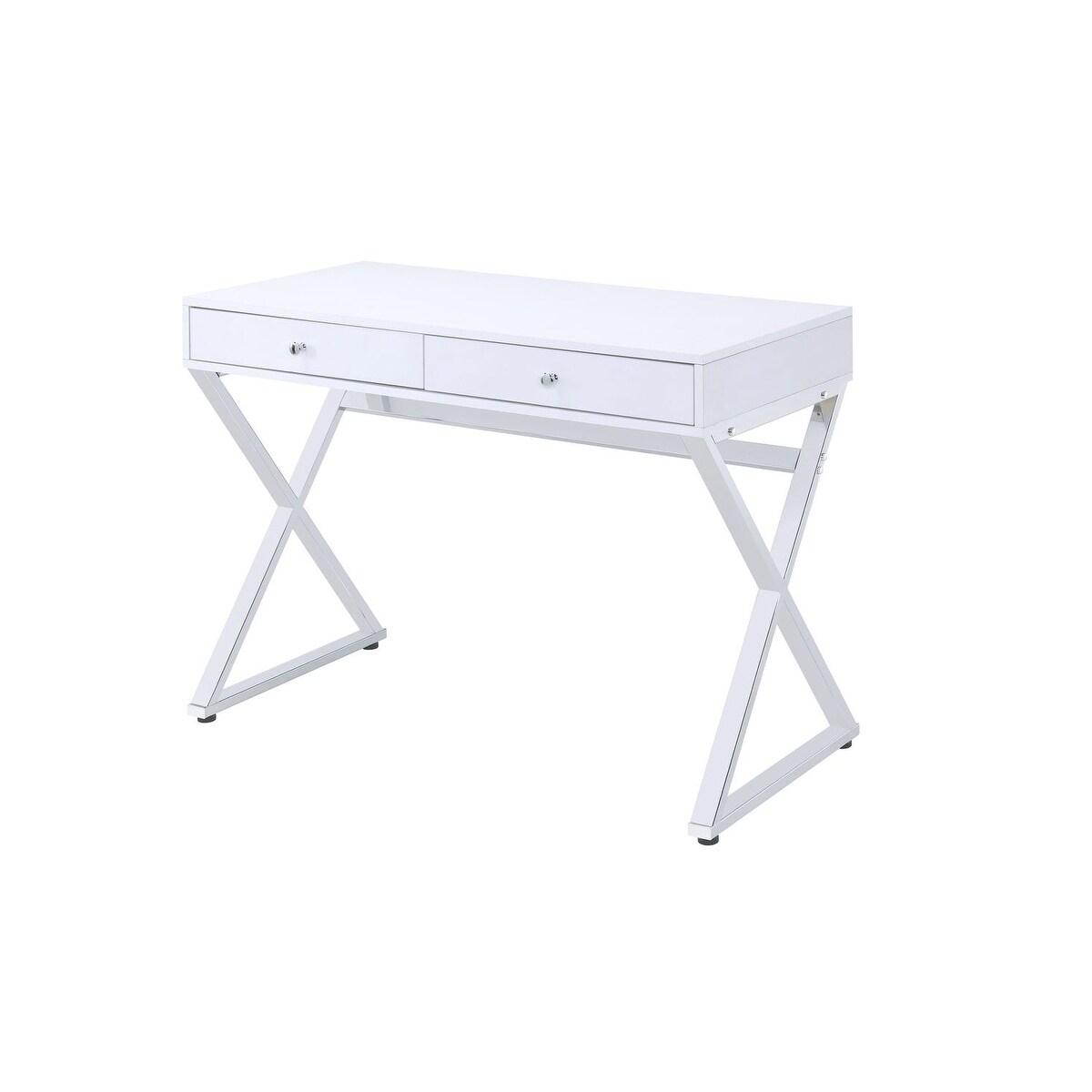 

    
Contemporary Vanity Desk White & Chrome by Acme AC00895 Coleen
