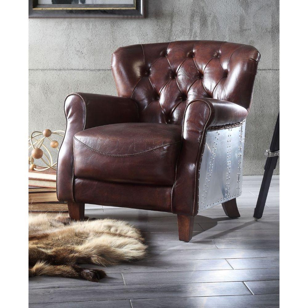 

    
Contemporary Vintage Brown Leather Chair Acme Brancaster 59830-С
