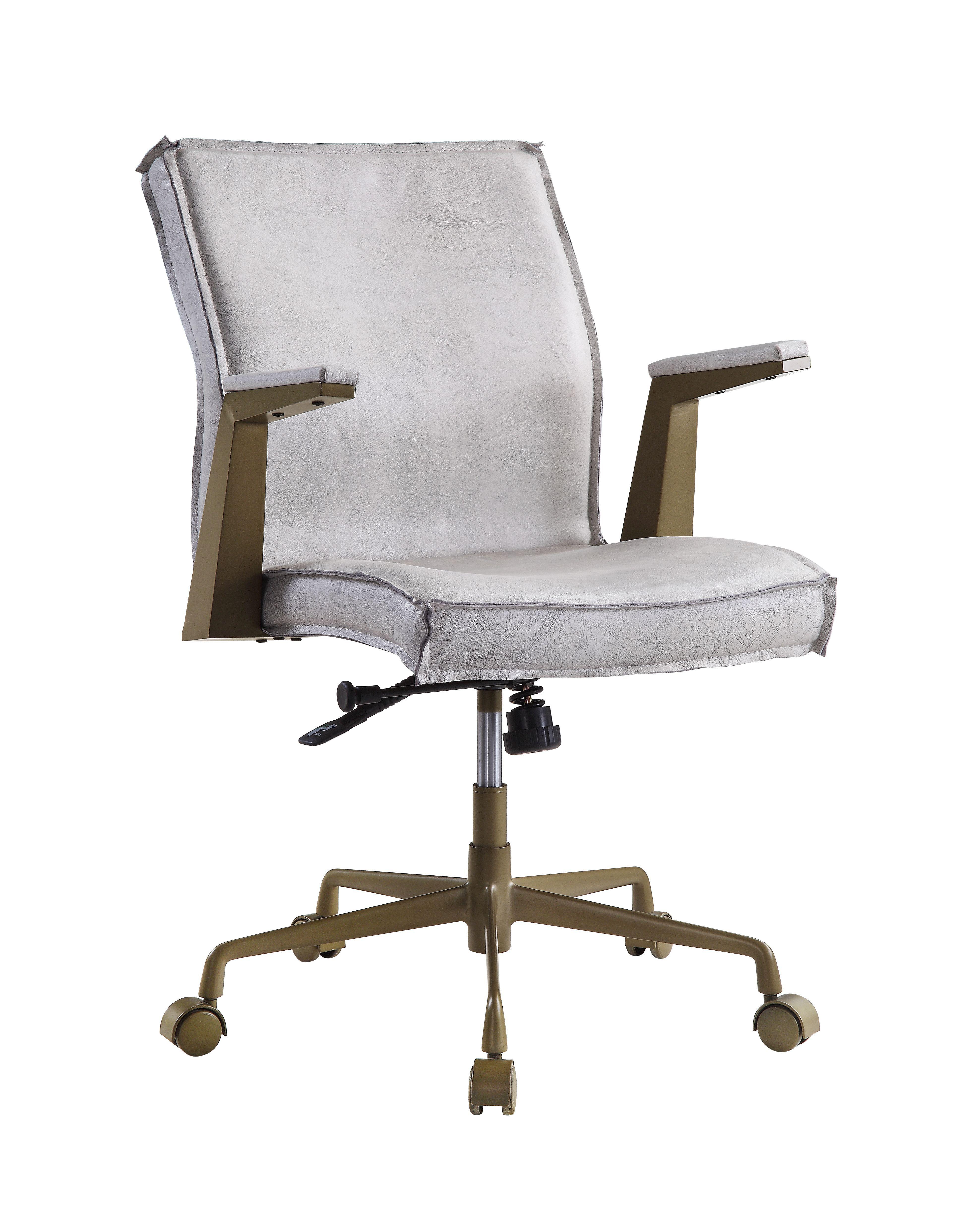 Contemporary,  Vintage Executive Office Chair Attica 92484 in Vintage White Top grain leather