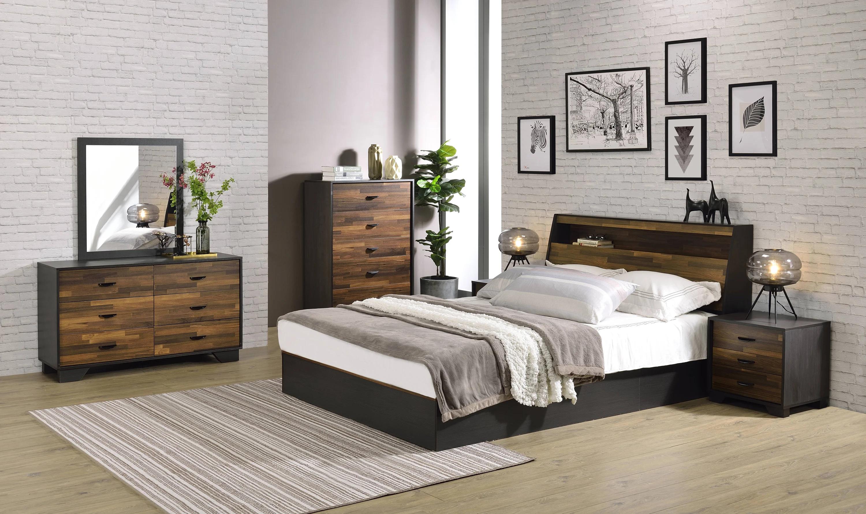 Contemporary Bedroom Set Eos BD00545Q-5pcs in Walnut 