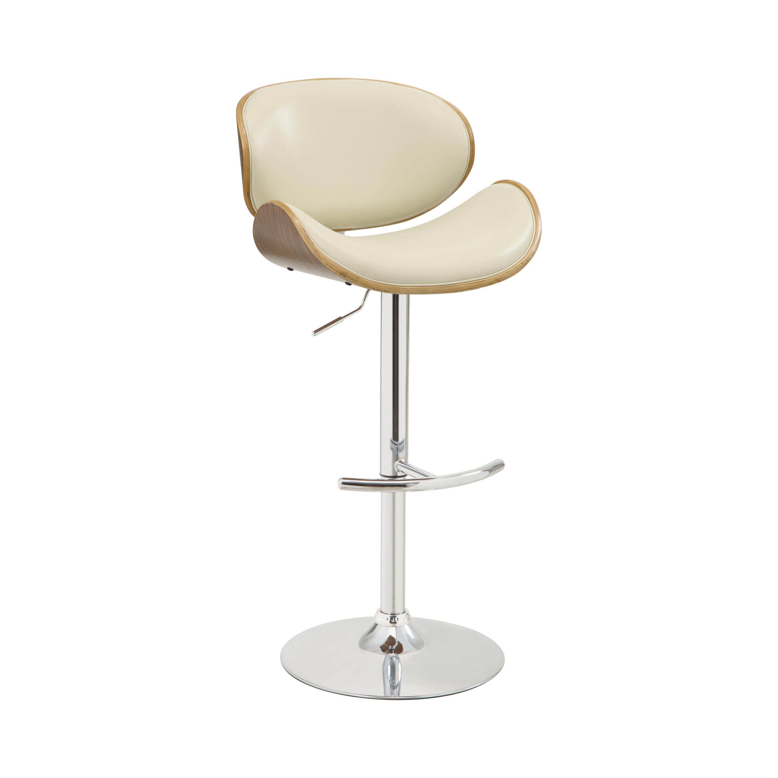 Contemporary Bar Stool 130505 130505 in Cream Leatherette