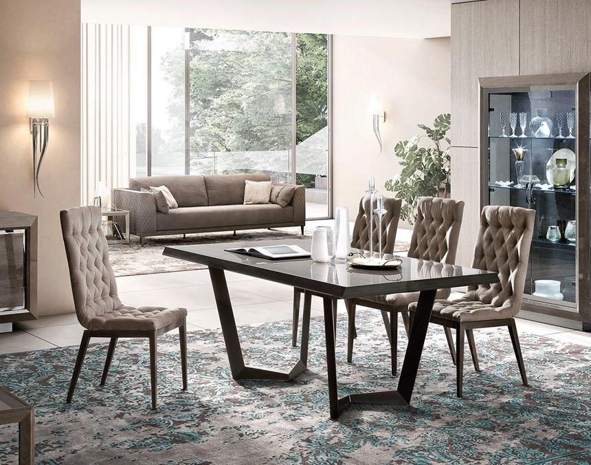Contemporary, Modern Dining Table Set Elite Elite-Dining-5PC in Silver, Brown Fabric