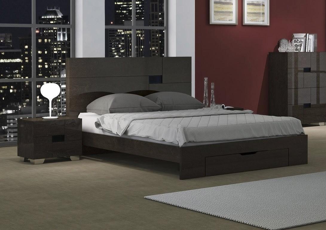 

    
Dark Grey/Walnut Lacquer Storage Queen Bedroom Set 5Pcs Modern Gina Global United
