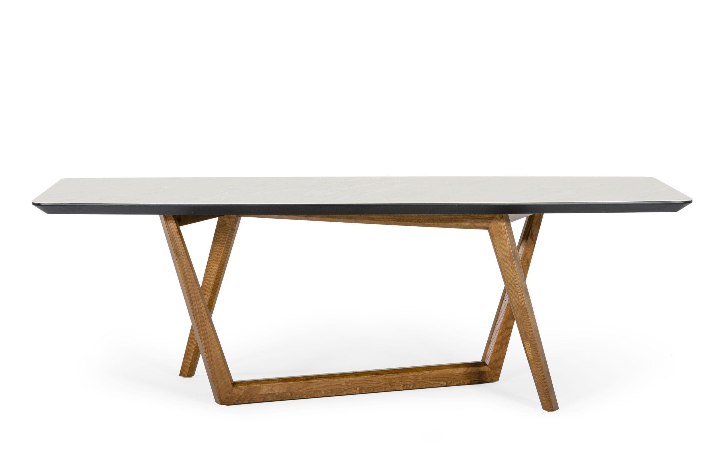 

    
Contemporary Walnut & White Dining Table by VIG Modrest James
