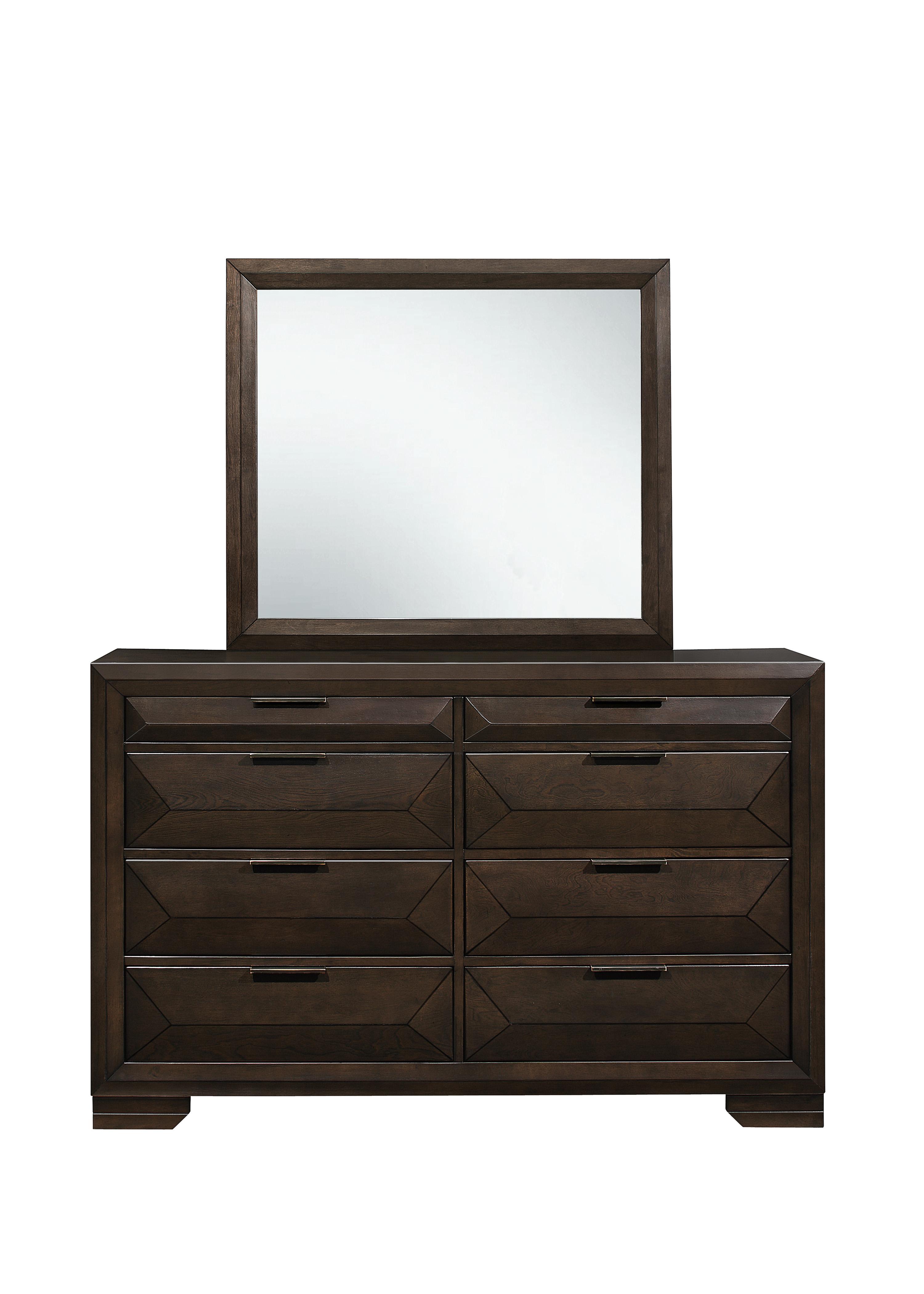 

    
Contemporary Warm Espresso Wood Dresser w/Mirror Homelegance 1753-5*6 Chesky
